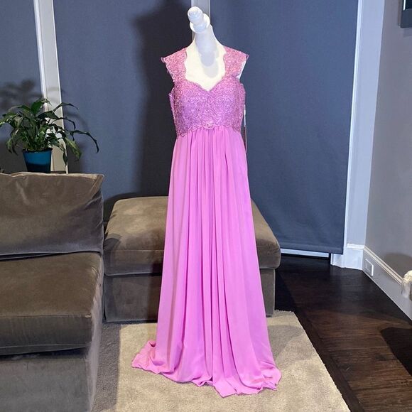 Women’s Lace & Chiffon Dress Empire Waist Corset Back Bridesmaid Size 12 NWT - Picture 1 of 9
